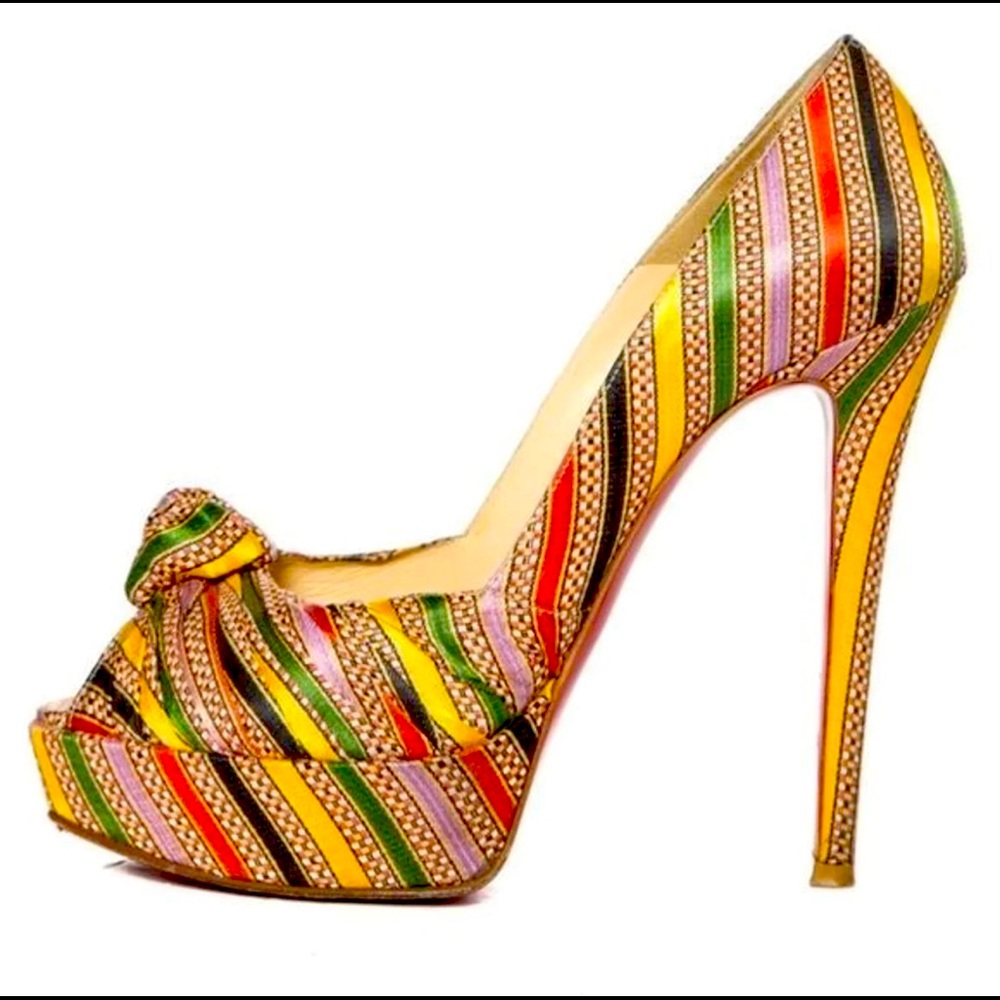 Christian Louboutin Multicolor Damas Striped Pumps 160mm